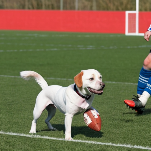 a dog playing brittish football
