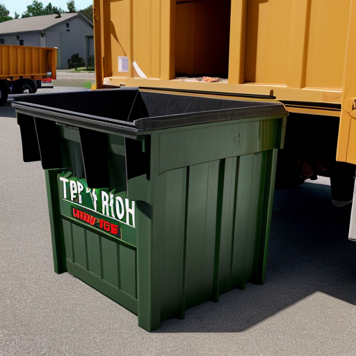 images  of home trash removal to a 7 x 14 dumpster that attches top a truck for pick up

