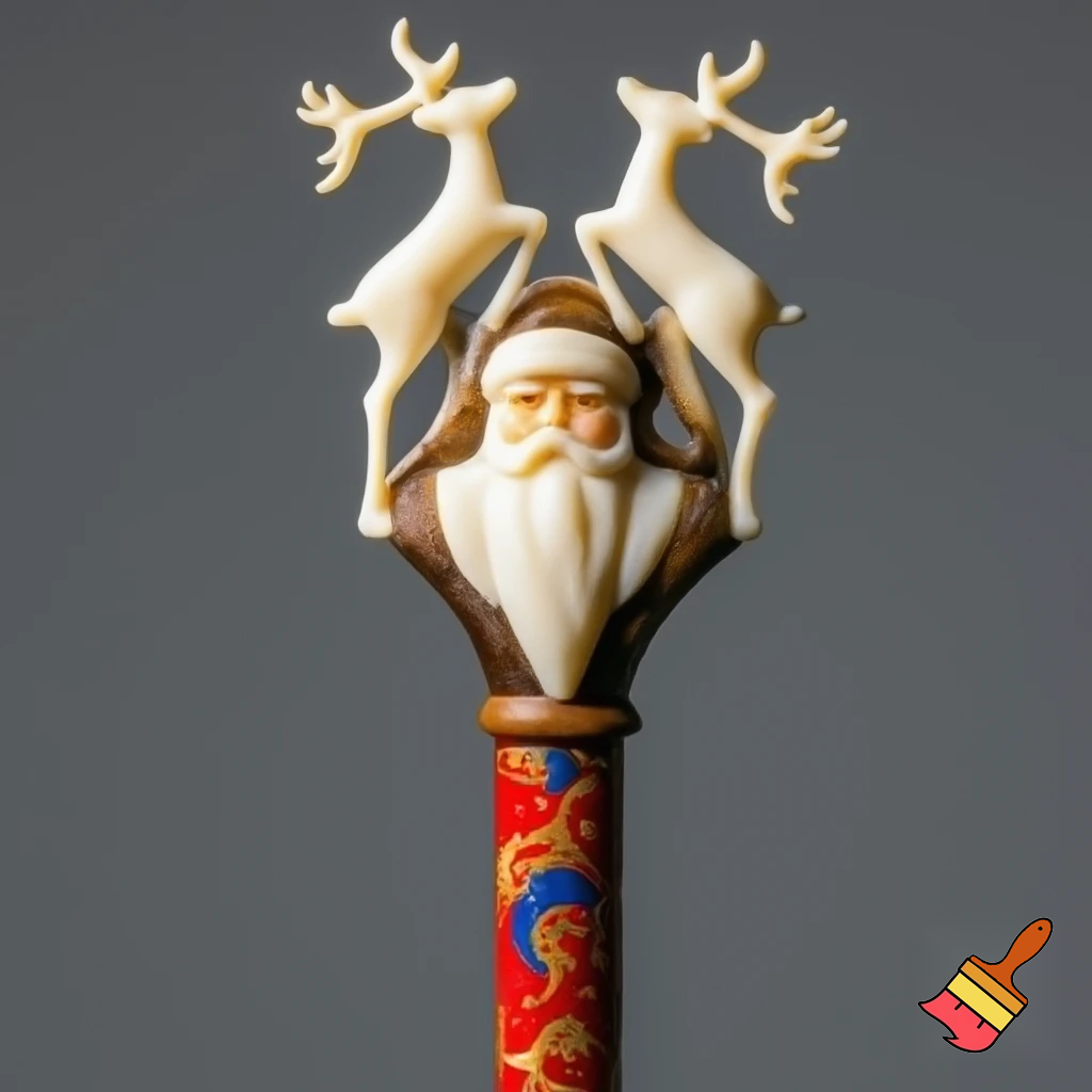 Russian Santa Claus walking stick with with t reindeers magic walking stick a plastic plastic Russian Santa Claus walking stick