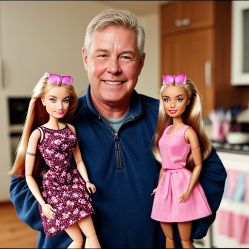 make barbie and ken kids and put them in a photo with there dad