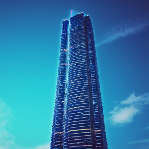 Neon blue skyscraper 