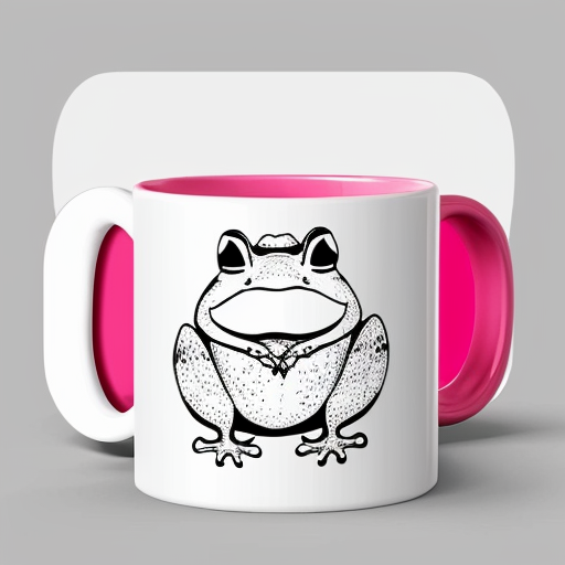 A hillarious, funny boho toad with some hippie colored coffee cups. Psychedelic decorated background. Gleaming and touchy, hyperrealism.