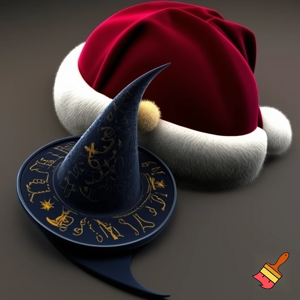 Christmas wizard hat written and velvet Santa Claus hat