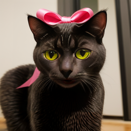grean cat with a bow