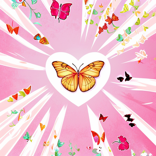 Cute 100 butterflies making a heart shape