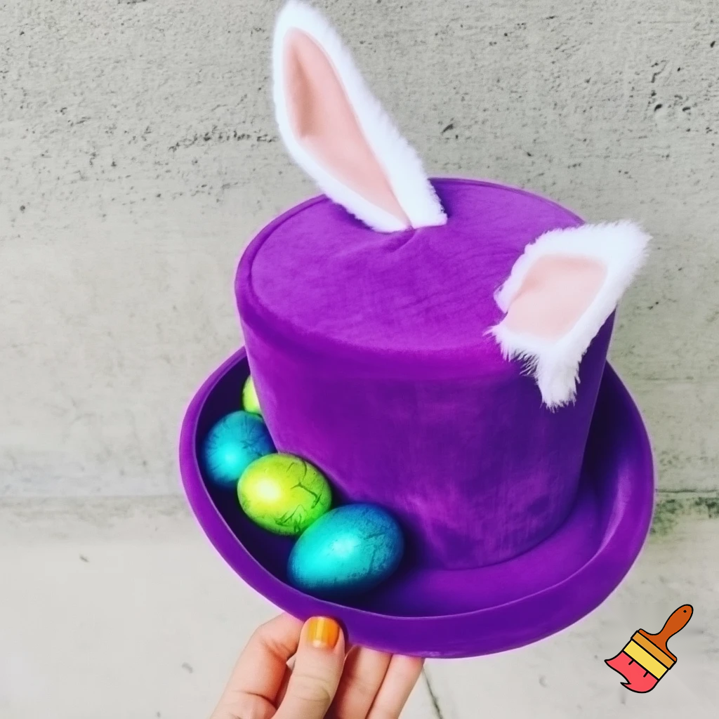 Easter bunny headband, top hat, Easter hat headband, top hat, purple and white, purple and white velvet top hat
