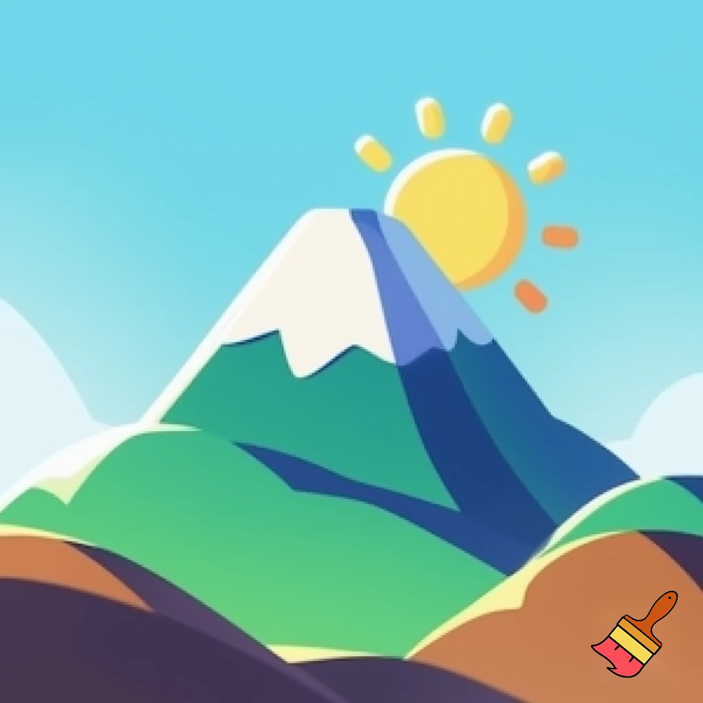 single icon of mountain in cartoon style 