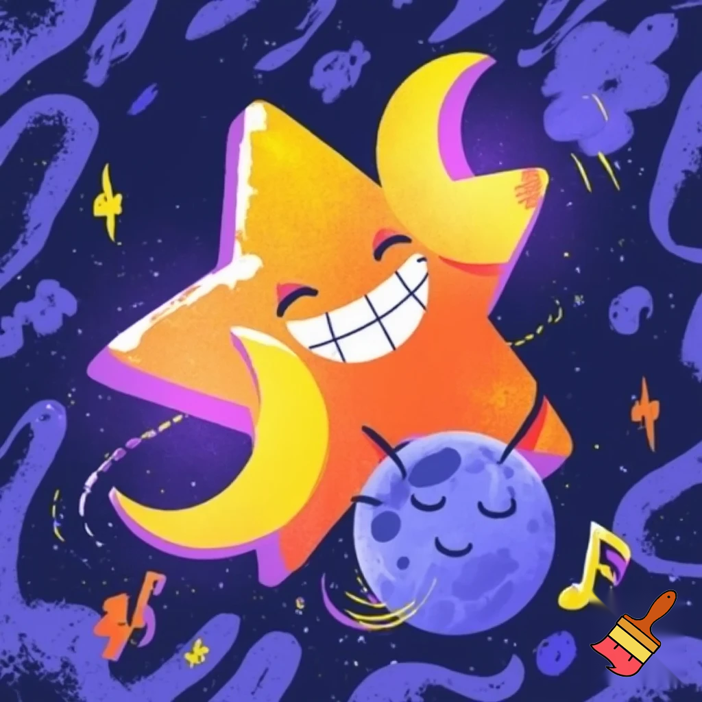 Star and the moon  seperate funky style

