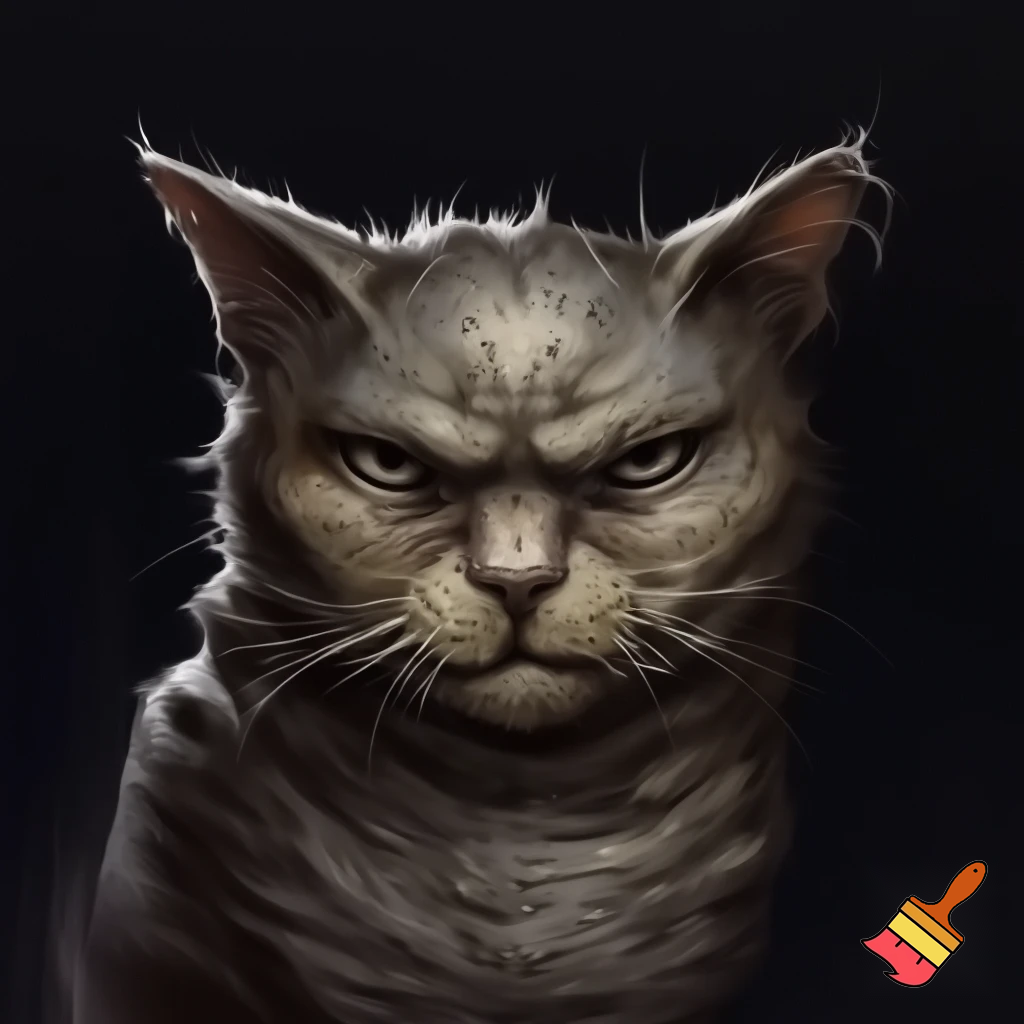 wanted mugshot of mean, tough looking, feral cat