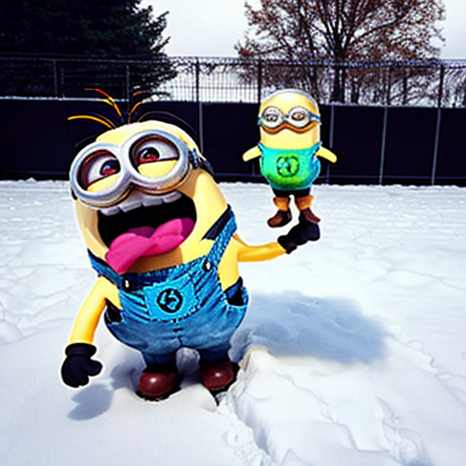 Minion flying plane with Elmo in snow it’s cold out