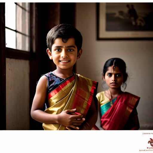 Photorealistic cinematic family portrait, aspect ratio 16:9. A traditional Brahmin family inside a modest Indian home — simple clay walls, brass utensils, and a soft diya glow illuminating the space. The young boy stands at the center, radiating a divine, innocent aura, his face glowing with purity and childlike wonder. Parents in the background, dressed in humble cotton dhotis and sarees, their expressions a mix of pride, devotion, and quiet struggle. Emotional contrast between the boy’s divine innocence and the parents’ worldly concerns. Warm earthy tones, soft natural light filtering through a small window, subtle incense smoke adding atmosphere. No text, purely cinematic realism. –ar 16:9 –stylize 300 –v 6