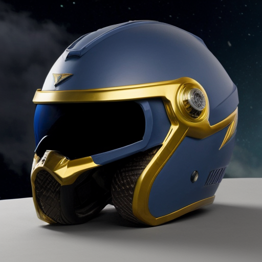A midnight blue Mighty Morphin ranger with megalodon like features on the helmet and the spine