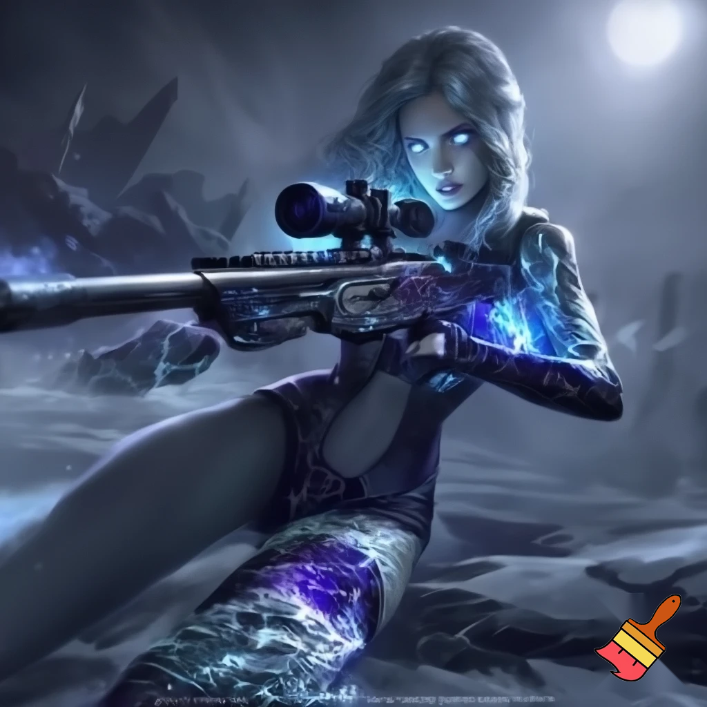 Killer Frost Crystal Frost using a sniper rifle 
