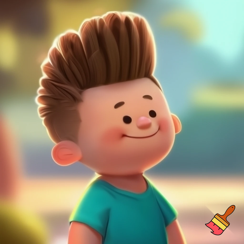 Chubby boy with toilet brush haircut 