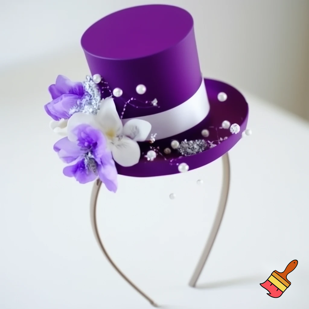 Easter top hat headband, purple and white