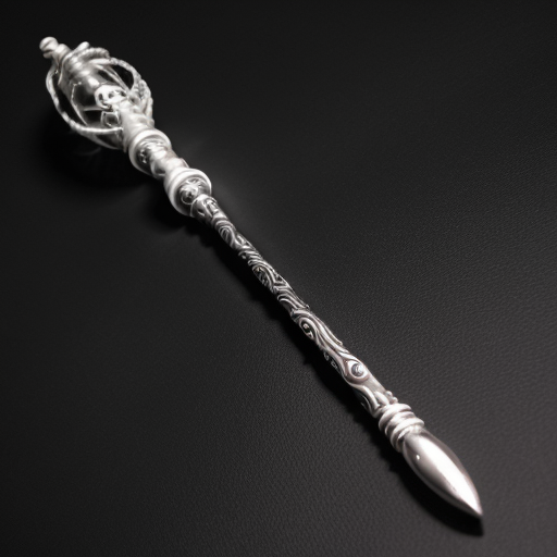 silver and white mystical wand on a solid black background