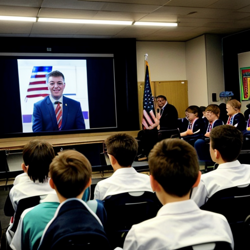 Students watched a recording of the speech delivered at a boys school assembly 
•	The speaker begins in a calm voice and pauses briefly before the word “future.”
•	When he says “the potential of our youth,” he raises his voice for emphasis.
•	He points toward the students sitting in front of him and smiles.
•	A large screen behind him shows images of rockets launching and students studying in classrooms.
•	The audience begins clapping before the speech ends, and the speaker nods in response.
