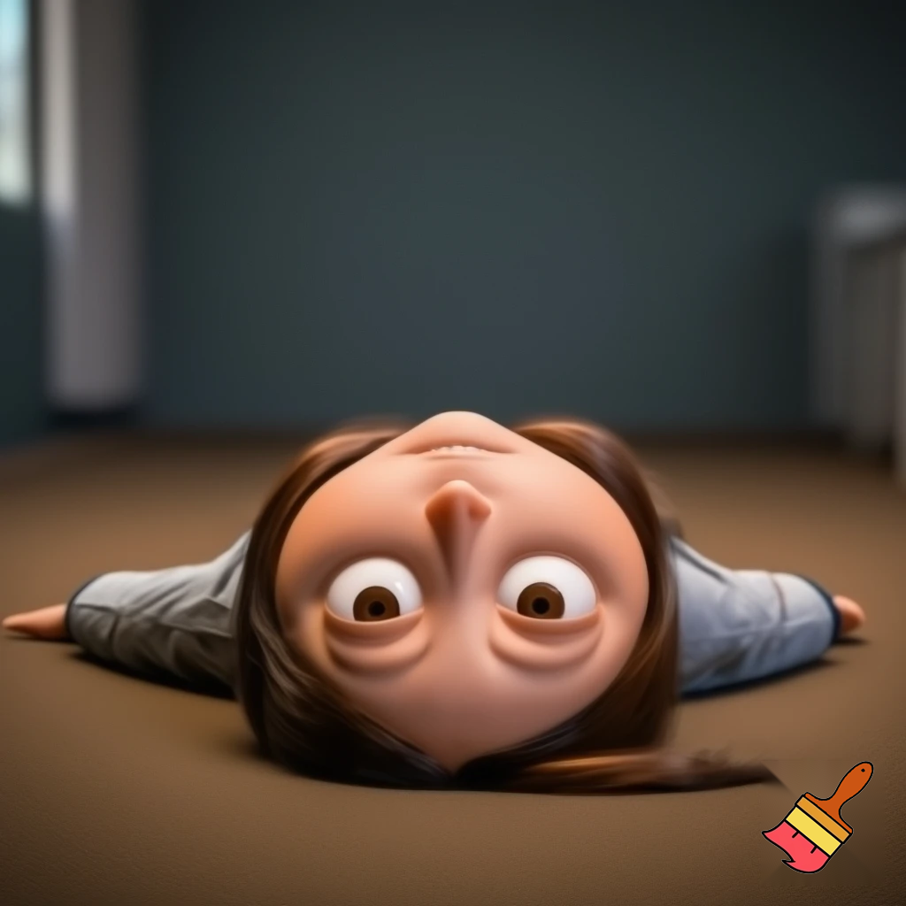 Margo from despicable me laying on her back while peeing into her mouth