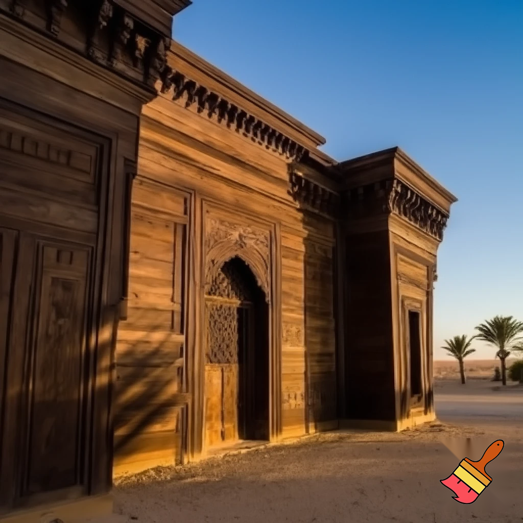 Wooden arabian building image