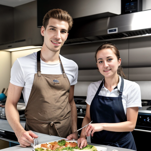 Goretzka and Vanessa at the kitchen 