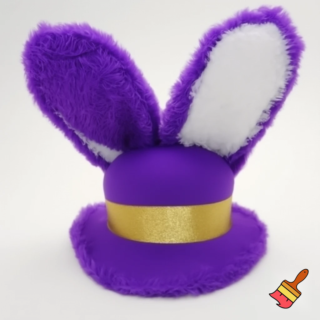 Easter bunny top hat headband, purple, purple and white with gold