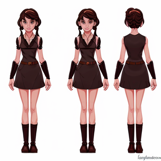 a reference sheet for a girl character design
