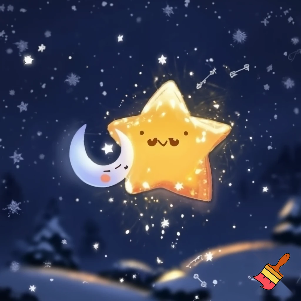Star and the moon christmas cartoon