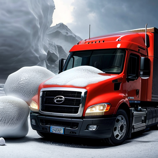 Semi-truck being crushed by giant hailstone