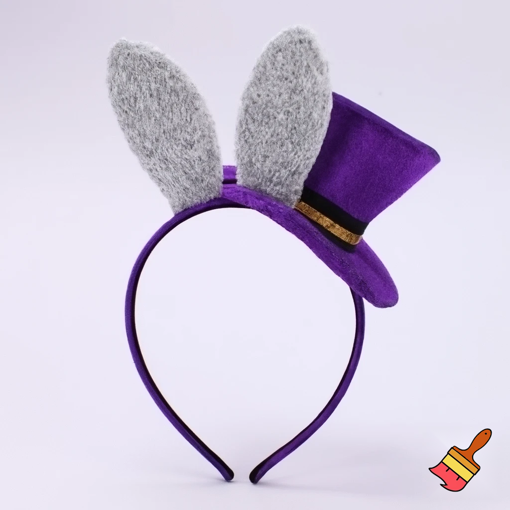 Easter bunny top hat headband, purple and white gold and silver