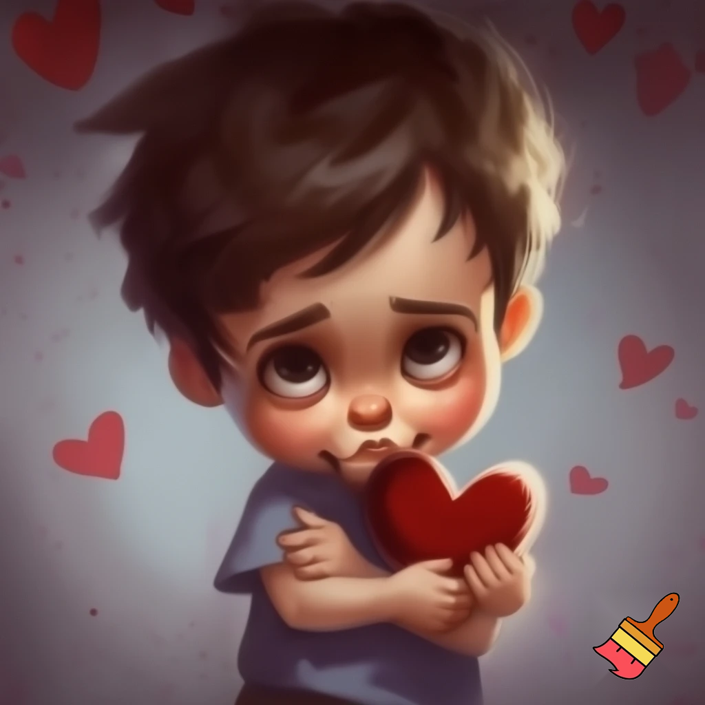 एक लड़का दिल से प्यार करता हुआ, उदास आँखें,
सामने लड़की की याद, हल्का कार्टून स्टाइल,
भावुक माहौल, शाम का समय, कहानी जैसा सीन