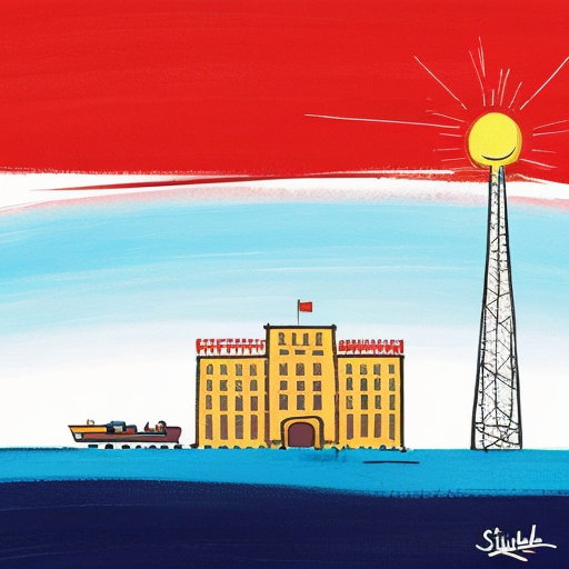 A minimalist painting inspired by Jean-Michel Basquiat, depicting the iconic façade of the Palace Hotel in Barcelona. The scene suggests a romantic wedding atmosphere with a couple symbolized through abstract figures and simple lines. Use expressive brushstrokes, raw textures, and a limited color palette (black, white, red, and gold). Incorporate subtle crown motifs and handwritten-style elements. The composition should feel elegant yet spontaneous, simple but striking.