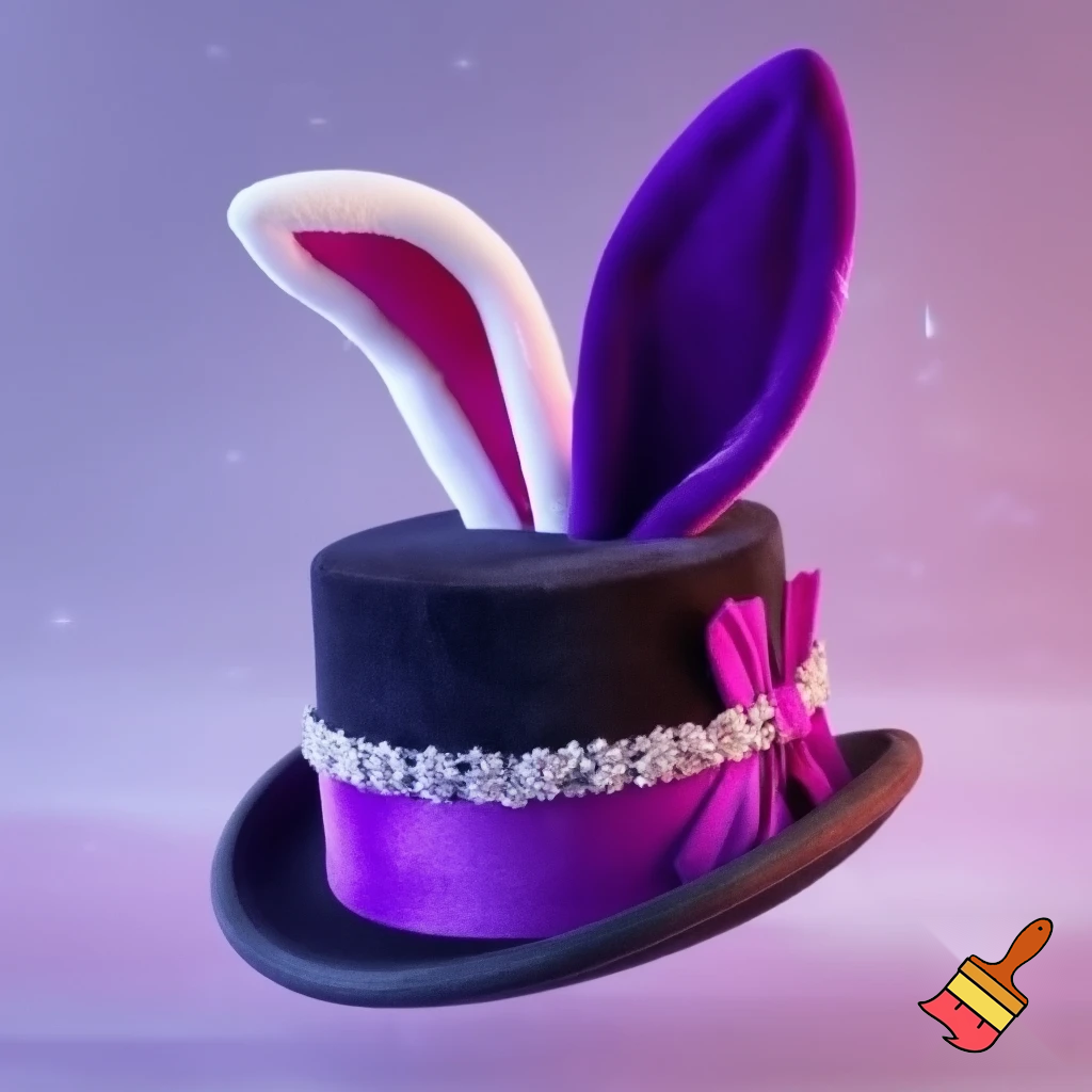 Black top hat with bunny ears velvet white and purple purple and white headband fabric and velvet glitter, purple and pink special present true special and delicate velvet white purple Easter bunny is bunny top hat velvet?