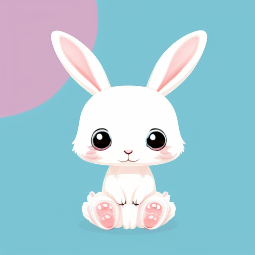 cute cartoon rabbit for kids, colorful, 2D animation style