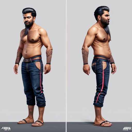Make a indian man 2d vector style front, side, back pose