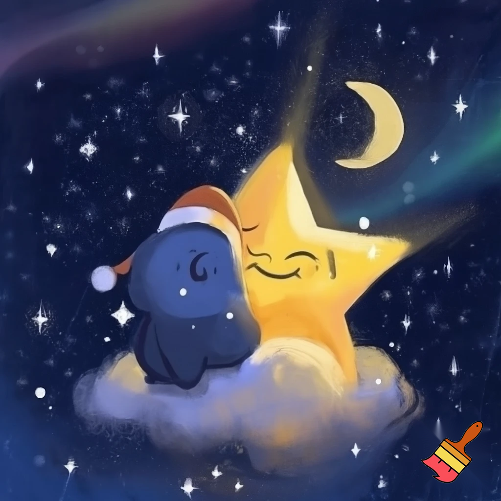 Star and the moon christmas cartoon