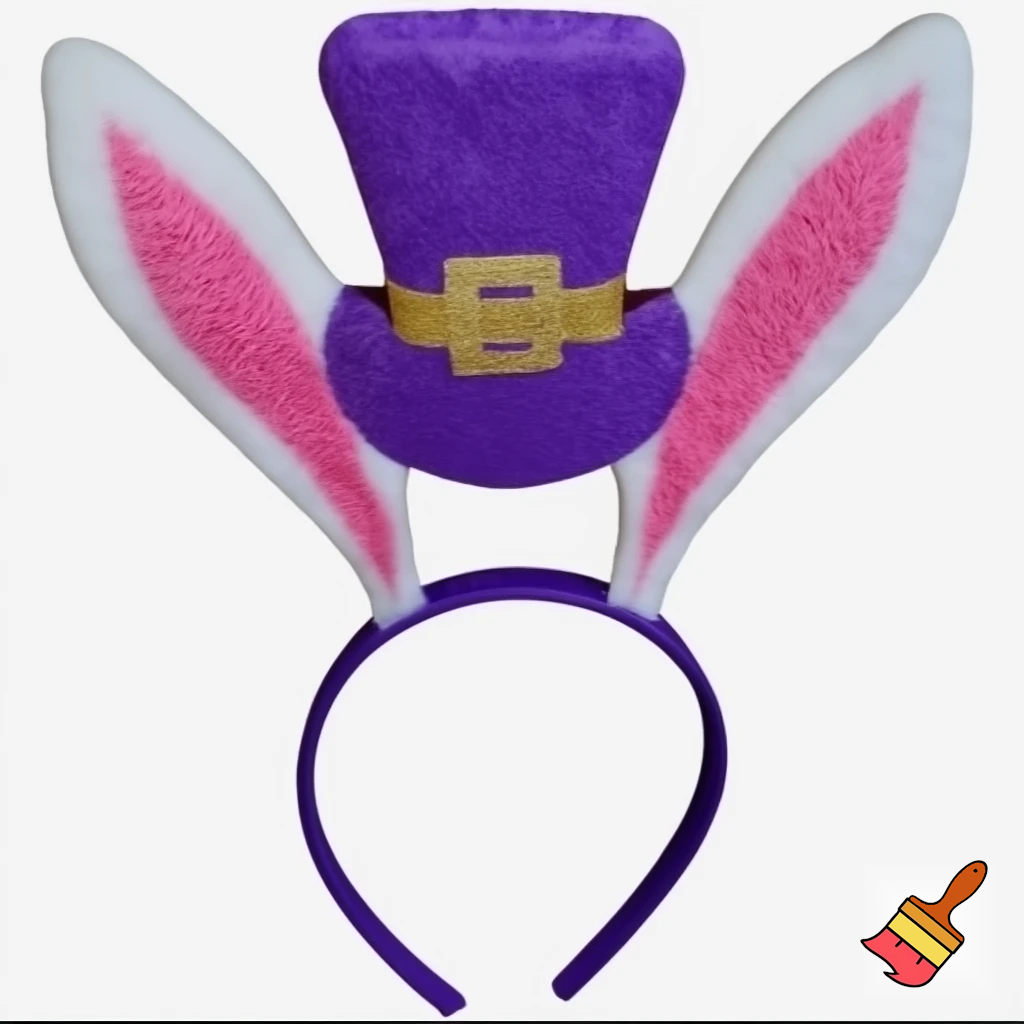  Purple and white Easter bunny headband top hat headband with gold