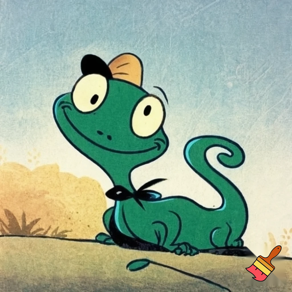 Lizard in the style of a classic 30s cartoon 