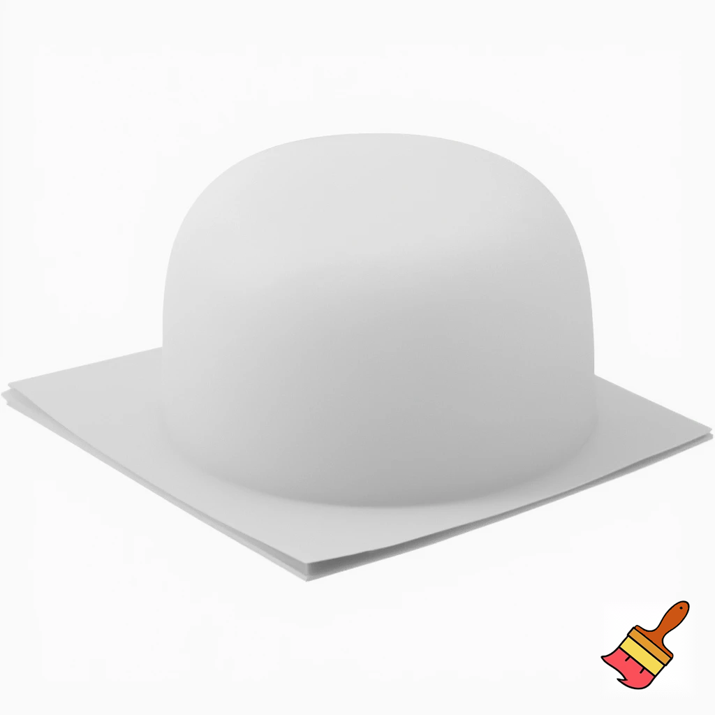 Imagine a flexible, gel-like bowl placed on top of a square piece of paper. The bowl’s material stretches and conforms perfectly to the square edges and corners of the paper, creating a smooth, dome-like shape. The bowl’s surface molds seamlessly to the square outline, resulting in a perfectly fitted, stretched, square shaped dome-like appearance.