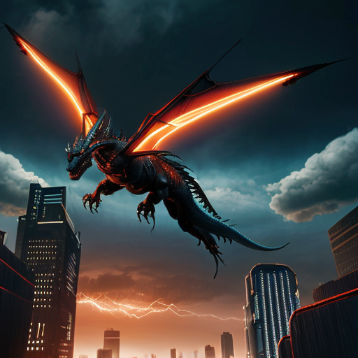 A dragon armored high-tech superhero flying in the sky with energy thrusters, mechanical dragon wings deployed, shooting energy beams from hands, futuristic city below, dramatic clouds, cinematic action shot, motion blur, ultra realistic, 8k, dynamic pose
