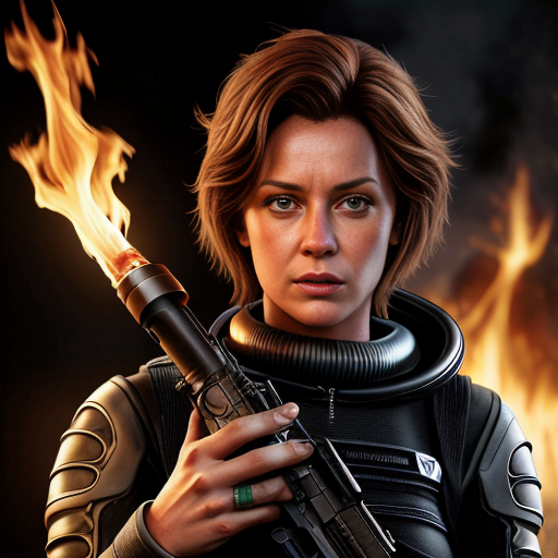 Alien Romulus style Ripley with fire flame gun 