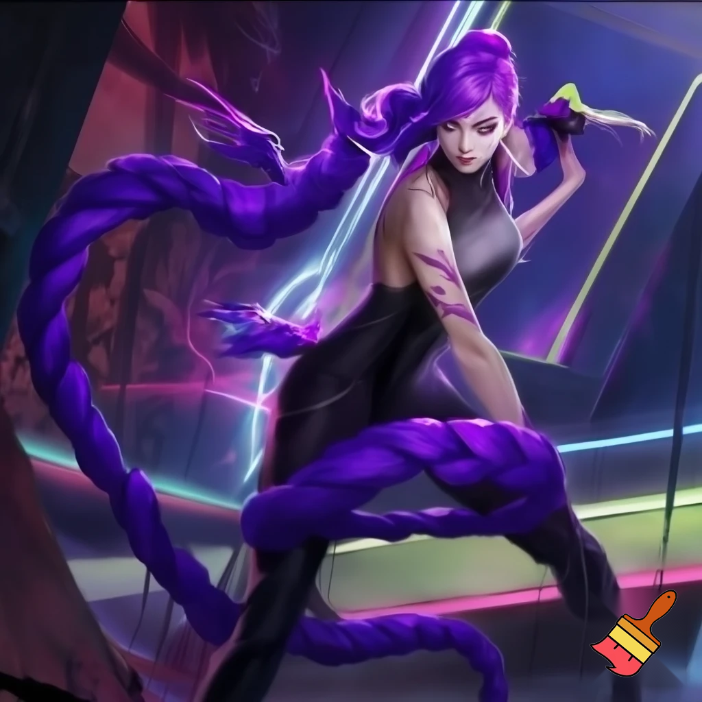 rumi, the main character in the animated film KPop Demon Hunters, is described as a slim and athletic young Korean woman in her early twenties. Her physical description in the film is highly stylized to reflect K-pop idol beauty standards, but the character design also emphasizes her strength and agility as a demon hunter. ties, reconciling her dual nature and the markings that appear on her skin. The hair is a vibrant, brilliant purple (often described as lavender or lilac in fan discussions). Unlike the demon patterns on her body which change color, the purple hair is a static feature that she has had since childhood, suggesting it is a natural result of her half-demon heritage rather than dye.
Style: Her hair is typically styled in a very long, high-swept braid that reaches down to her calves or even ankles. The specific braiding technique is most often a dragon braid or pull-through braid, which gives it a voluminous, segmented, and rope-like appearance that can whip around dramatically during fight scenes.