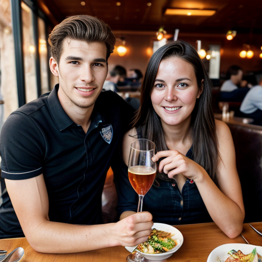 Goretzka and Vanessa at the restaurant 