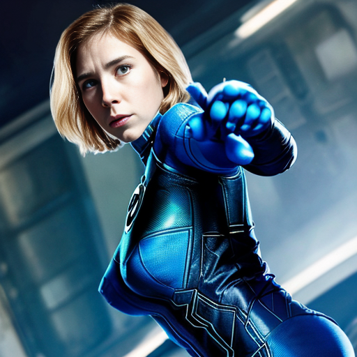 show Sue Storm's (only sue storm invisible woman) (from the fantastic four as Vanessa Kirby) juicy booty on a picture and farting with gassy gas
