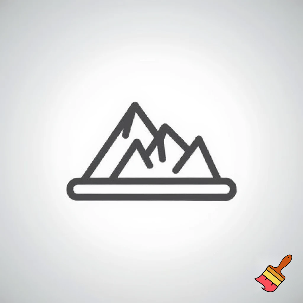 single icon of mountain in line art