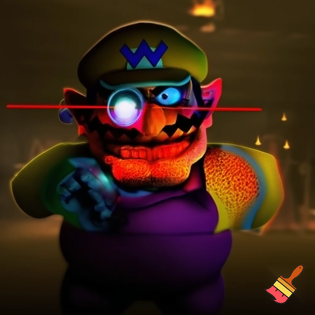 Wario on a thermal camera. Their is a crosshair