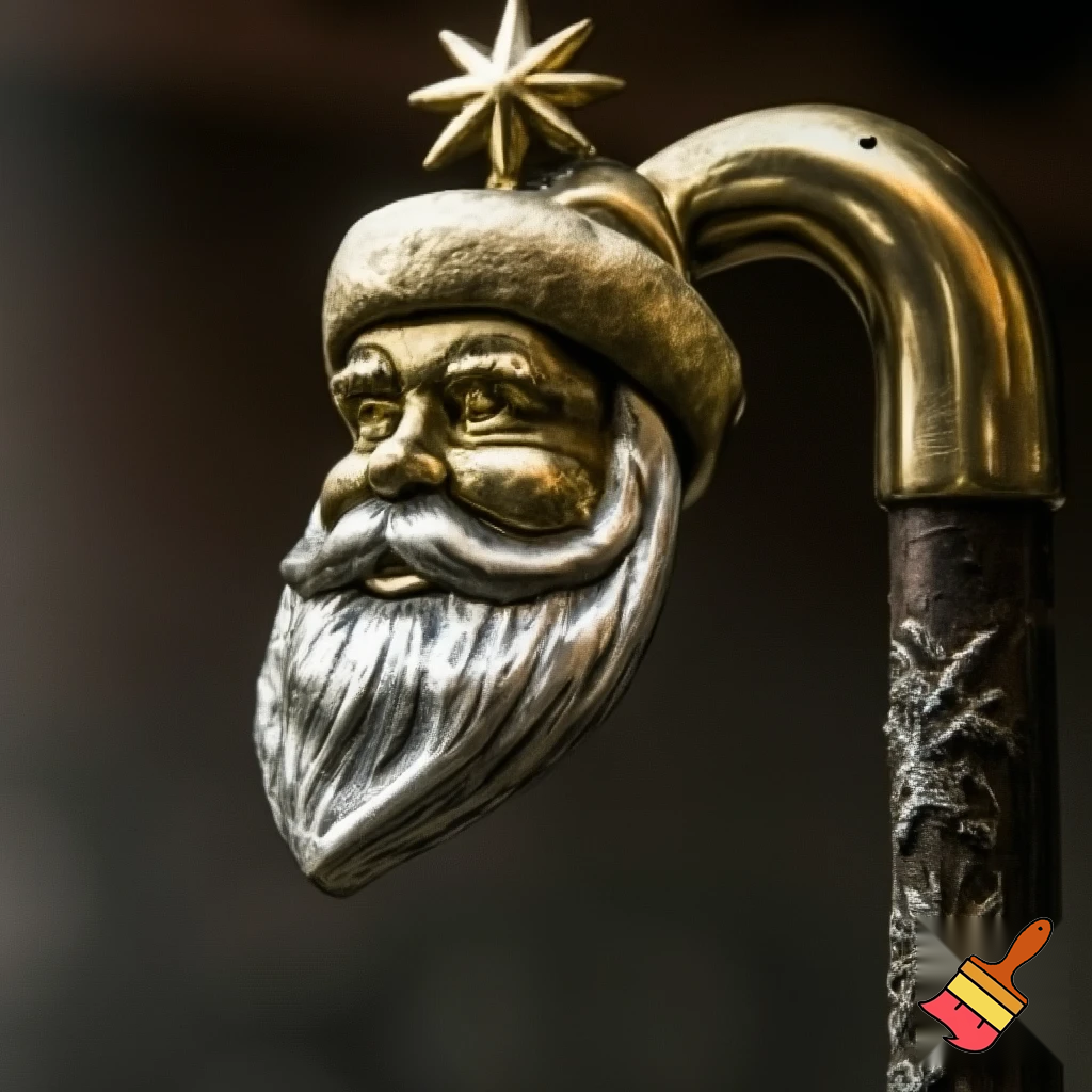 Russian Santa Claus walking stick with a star Santa Claus the real Santa Claus metal