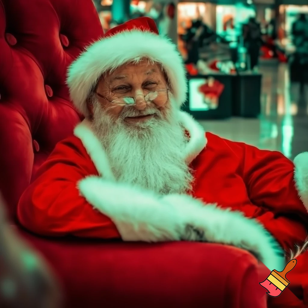 Santa Claus shopping mall Santa Claus chair at the shopping centre photo Santa Claus photo Santa Claus’s glasses big Santa chair🎄💫