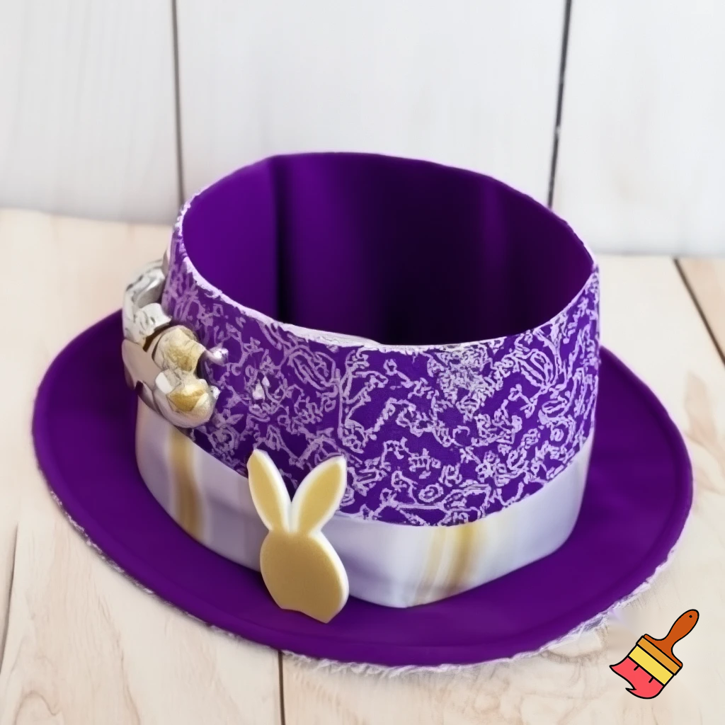 Easter bunny top hat headband, purple and white gold and silver top hat black purple dark purple special hat in delicate purple white, purple and fabric fabric and velvet white gold golden silver patterns Easter top hat