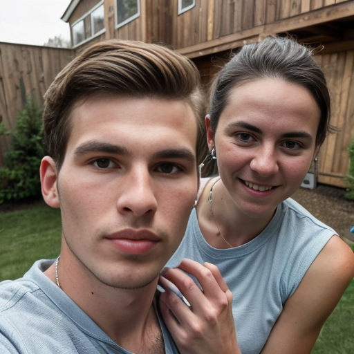 Goretzka and Vanessa at the backyard 