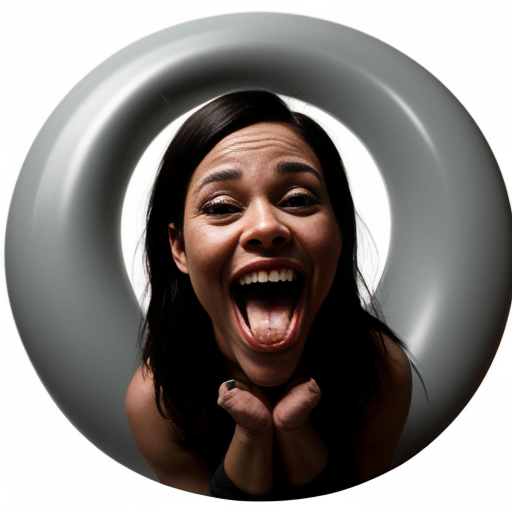 Actress Nia Long a long hair as a spherical shape inflated like a balloon a gigantic rounded chocolate ball body overinflated Her body is exaggeratedly rounded, forming a sphere, with no visible definition of limbs. she was being eaten and ripped by the giant human mouth of the mouth background giant white human face male mouth her body inside the giant mouth being eaten, biting and ripped and devoured by a giant human mouth background . The style is surreal and comedic, with a digital or graphic manipulation aesthetic. The lighting is even and diffused, casting no strong shadows. The image is presented from a slightly high-angle perspective, emphasizing the exaggerated spherical form.